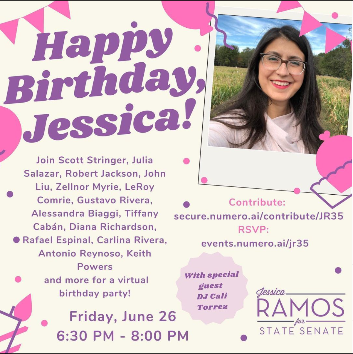 I created this graphic that was used as an invitation for Ramos' birthday fundraising event.