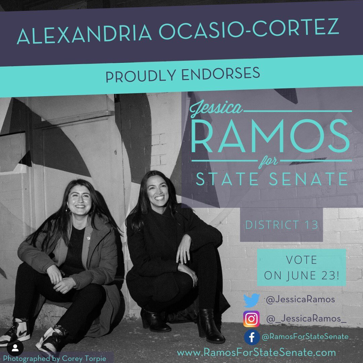 I created this endorsement graphic when Alexandria Ocasio-Cortez endorsed Ramos in 2020.
